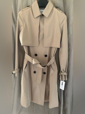 Jane Post TanTrench Coat with Leopard Lining and Detachable Vest
